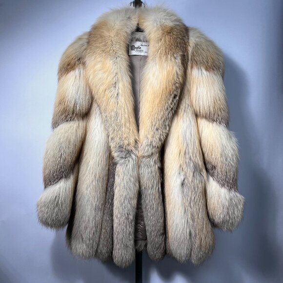 VINTAGE GOLDEN ISLE FOX COAT by MAPLE FURRIERS  Woman Small/Medium USA - Picture 1 of 5